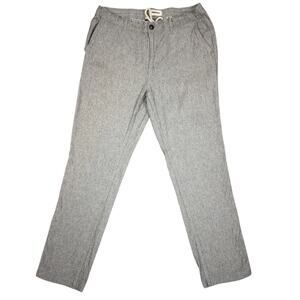 Taylor Stitch Easy Pants Gray Herringbone Linen Silk Drawstring Pants